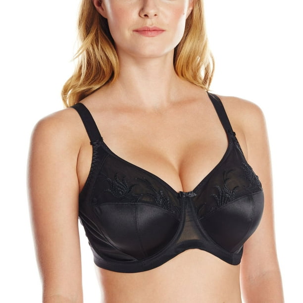 Elomi Womens Caitlyn Underwire Side-Support Bra, 36GG, Black