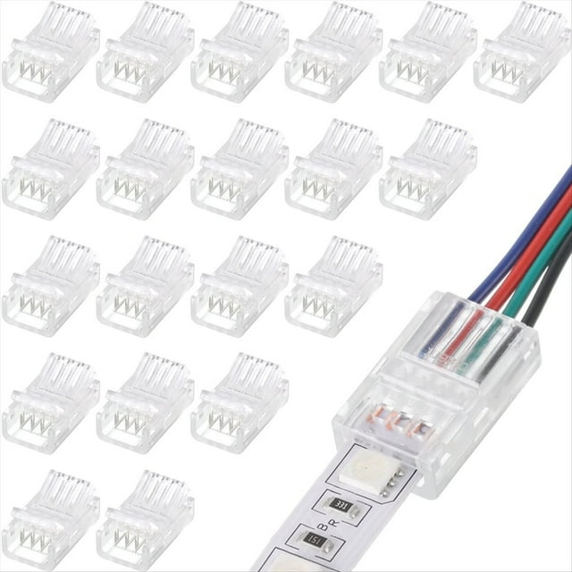 Conectores de Tira de Luz LED 20 Conectores Adaptadores de LED Impermeables Conectores de Tira de Luz LED Sin Soldadura 10 Mm