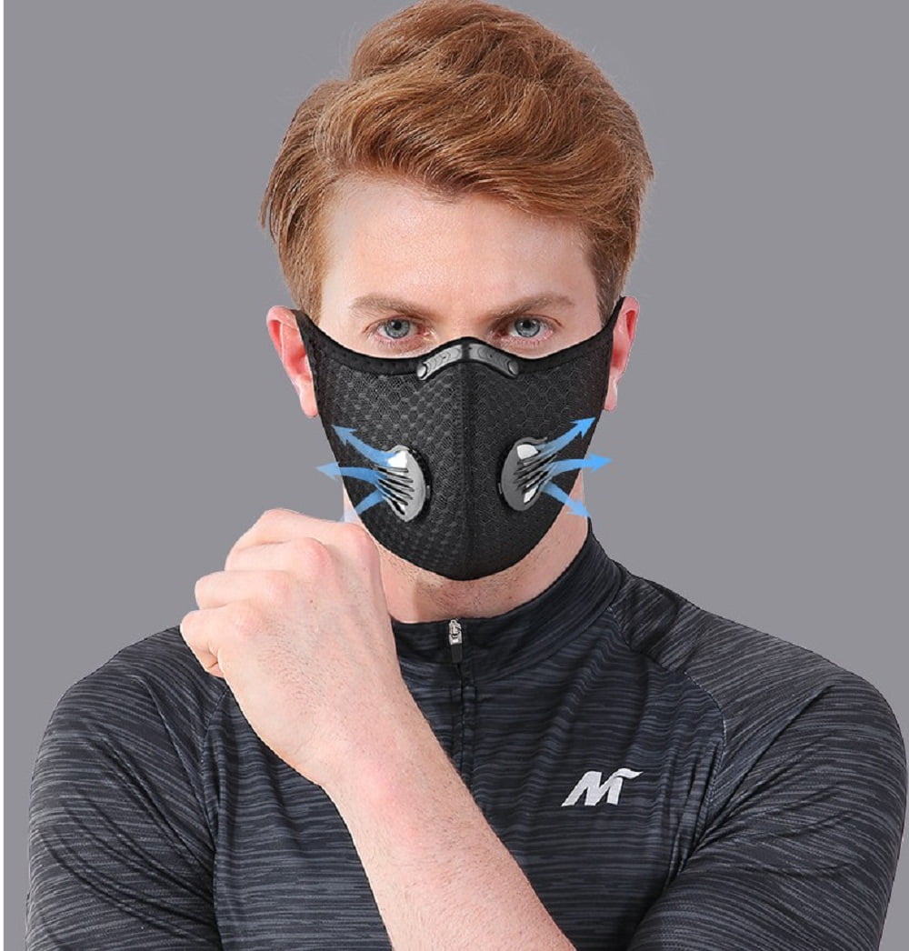 Pack of 2 Outdoor Sports Masks with Activated Carbon Filter Breathable