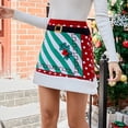 thumbnail image 2 of Minifalda de línea A para mujer, estampado navideño, lunares, costuras a rayas, falda de línea A de punto elástico alto, rojo, L, 2 of 8