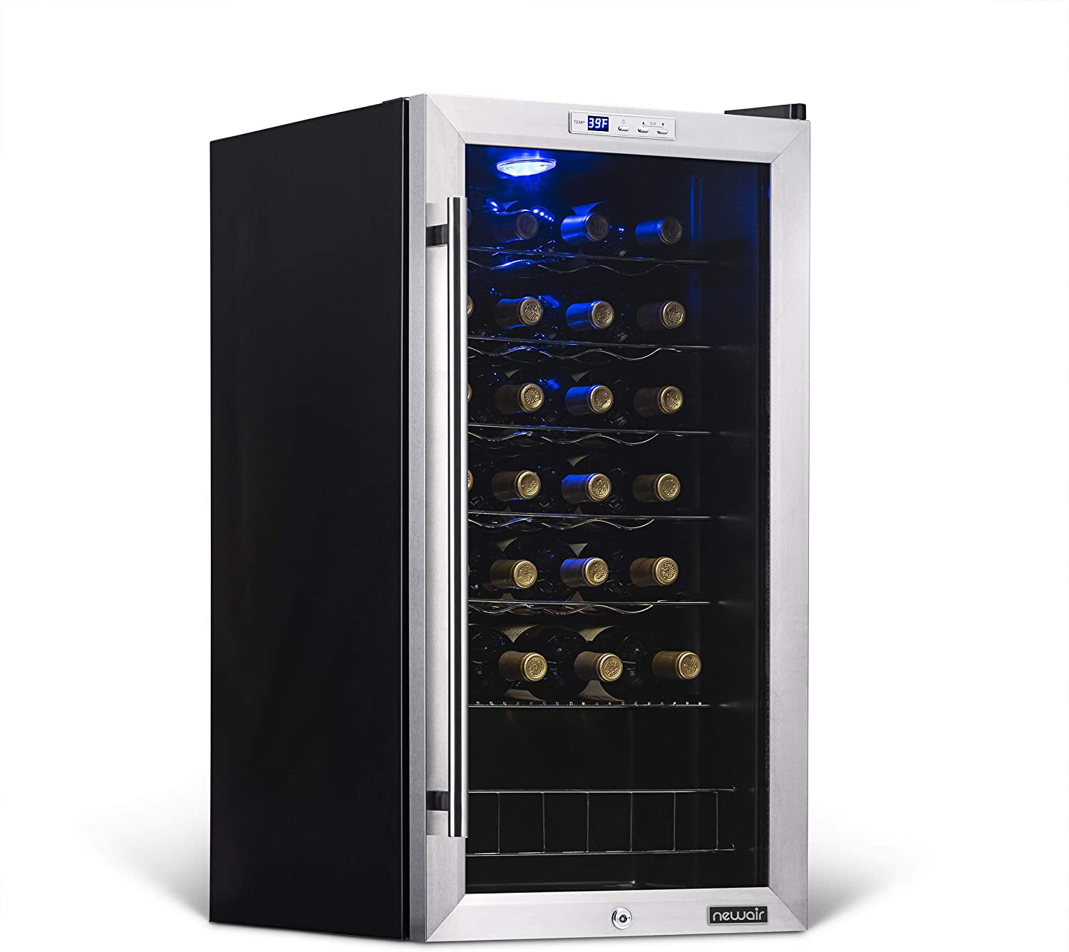 Restored Newair AWC-270E-RB Freestanding Wine Fridge, 27 Bottles, Stainless Steel (Refurbished)