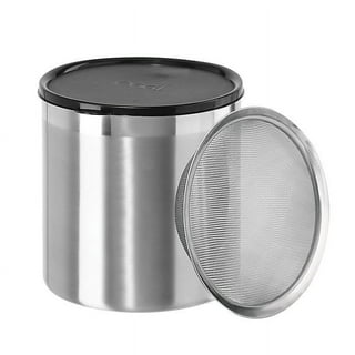 Uarter 1.2L Oil Storage Grease Strainer Food-grade Kitchen Grease Container Keeper Stainless Steel Oil Can with Lid and Fine Mesh Strainer, Suitable