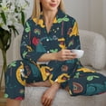 thumbnail image 6 of Pajamas for Women Sets, cartoon Dinosaur leaves Lounge Sets Long Sleeve Button Down Night Shirts Sleepwear Pjs, 6 of 6