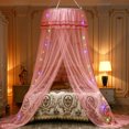 thumbnail image 3 of Ceiling-Mounted Mosquito Net Lace Dome Mosquito Net Canopy Fly Insect Protect Single Entry Double King Bed Princess Style without LED Light Strip, 3 of 6