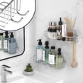 thumbnail image 3 of AmazerBath Adhesive Shower Caddy Basket Rack with Hooks, Shower Shelf Wall Mounted, No Drilling Shower Organizer for Bathroom, Rustproof Stainless Steel, 2 Pack, Silver, 3 of 8