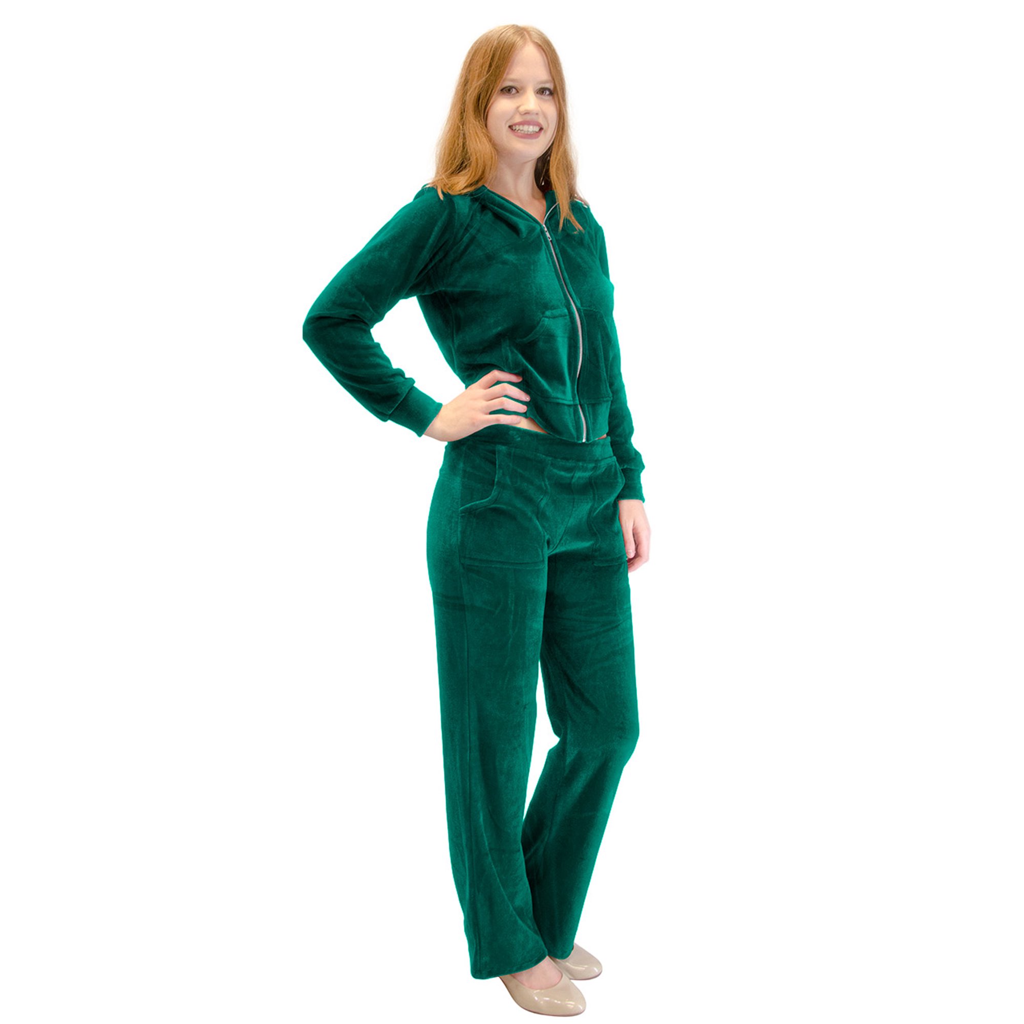 Velour Hoodie Sweat Suit Jacket and Pants Set (Teal Green, Small) -  Walmart.com