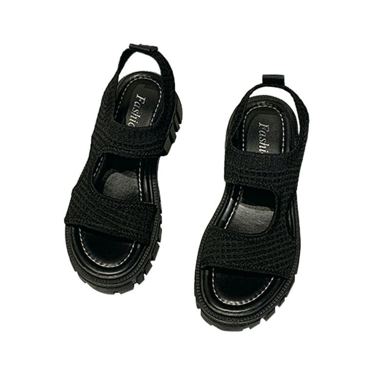 Ritualay Women Platform Sandal Lug Sole Wedges Heeled Sandals Fashion Lightweight Shoe Fitness Walking On Shoes Black 7.5 - Walmart.com