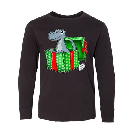 Inktastic Christmas Dinosaur Gift from Santa Long Sleeve Youth T-Shirt