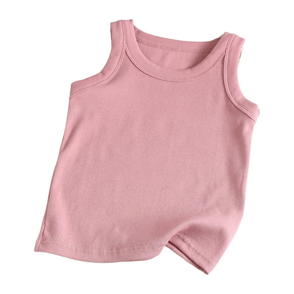 vdgthytj Toddler Boys Girls Tank Tops Kids Crewneck Sleeveless Undershirts Cotton Solid Basic Athletic T-Shirts