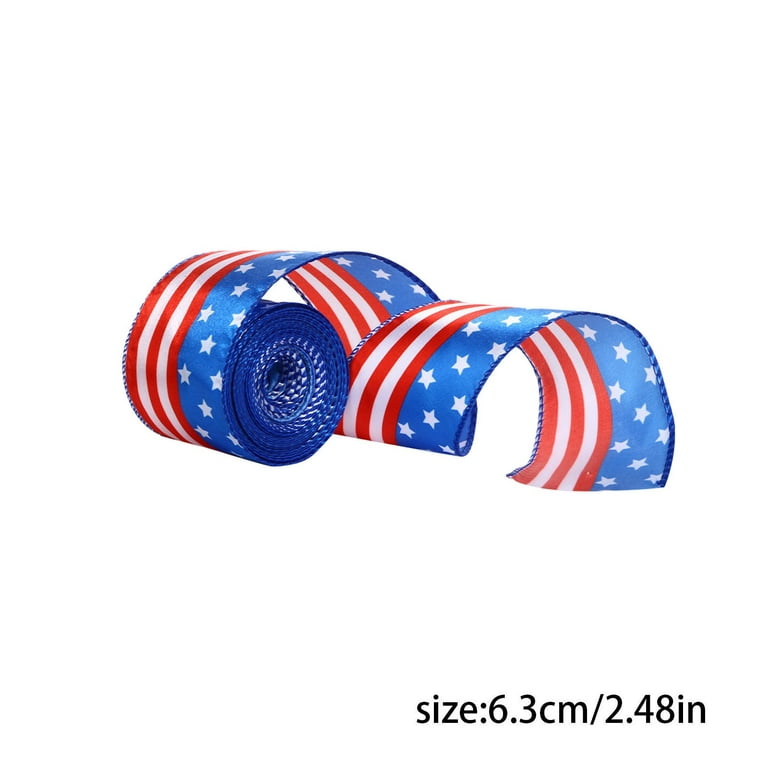 Ykohkofe Patriotic Wired Ribbon And Stripes Blue And Red Wired Ribbon USA  Flag Themed Wired Edge Ribbon For Independence Day 4th Of July Day Memorial  Day Flag Day Soap Wrappers for Homemade