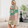 thumbnail image 7 of Zipper Robes for Women Lightweight Loose Fit Summer Housecoats for Women Zipper Front 3/4 Length Sleeve Knee Length Vintage Floral Print Casual Pajama Sleepwear with Pockets Army Green XXL, 7 of 7