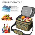 thumbnail image 5 of Camo and Oak Green Pattern Insulated Lunch Box for Women Men, Medium Leakproof Cooler Bag with Adjustable Strap, 10"x6.7"x8", 5 of 6