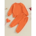 thumbnail image 4 of Wassery Toddler Baby Girls Birthday Clothes 6M 9M 12M 18M 2T 3T Kids Girls Long Sleeve Crew Neck Letter Heart Print Sweatshirt Drawstring Pants Sets 2Pcs Fall Winter Clothes, 4 of 9
