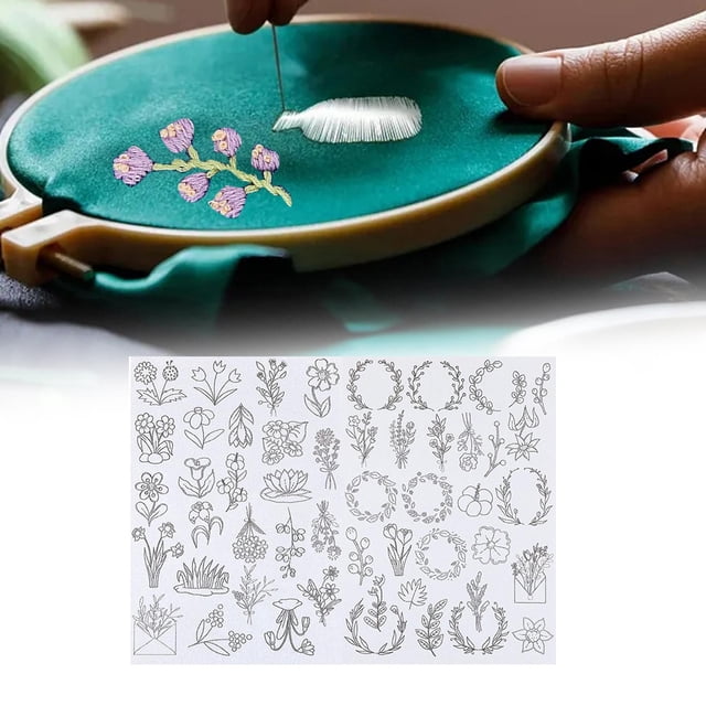 Estabilizador de bordado BLESIY Estabilizador soluble en agua papel bordado película superior Patrones de flores Estilo A
