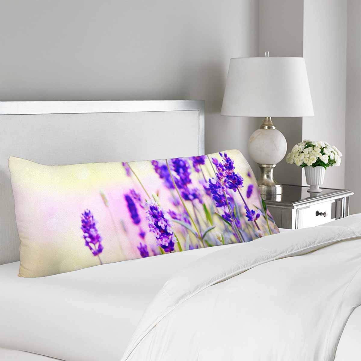 GCKG Purple Lavender Field Body Pillow Covers Pillowcase 20x60 inches