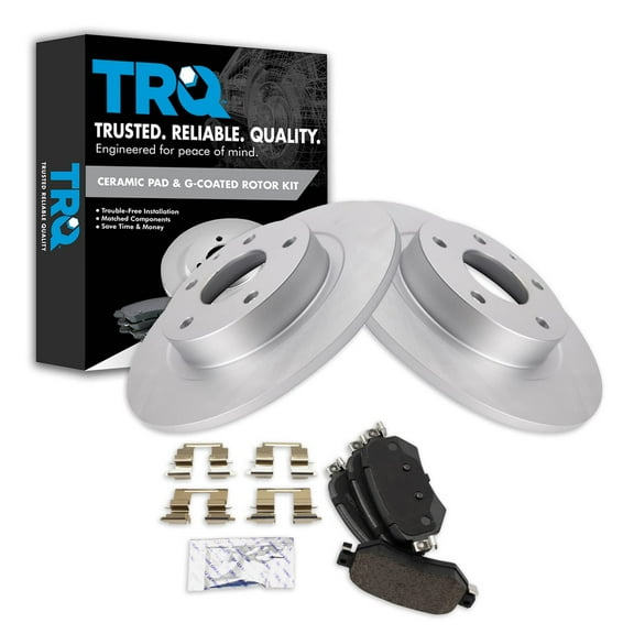 TRQ Rear Brake Pad & Rotor Kit Brake Pads Brake Rotor Ceramic Premium G-Coated Fits Select 2016-2020 Mazda 6