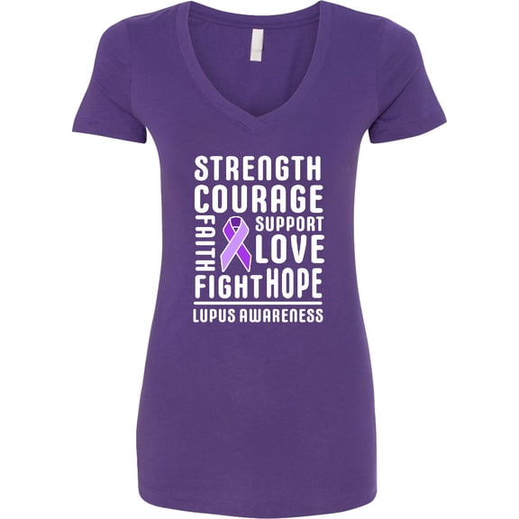 Inktastic Lupus Awareness Strength Support Courage Women's V-Neck T-Shirt