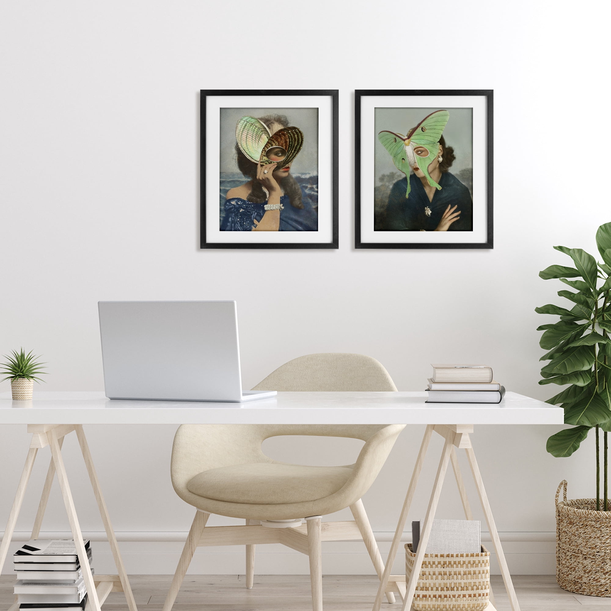 Stupell Industries Naturalist Women Portraits 2 Piece Black Framed Print Under Glass Set, design by Victoria Barnes