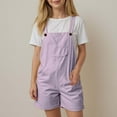 thumbnail image 2 of Zanarzt Girls Jumpsuit Girls Summer Comfortable and Breathable Solid Color Casual Overall Purple,2-3 Years, 2 of 6