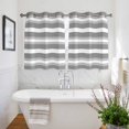 thumbnail image 3 of Grey Stripe Kitchen Curtains Short 54 Inch Length, Minimalist Farmhouse Striped Grommet Top Bedroom Living Room Curtains, Light Filtering Cafe Curtain Drapes 2 Panels Set 84''x54'', 3 of 9