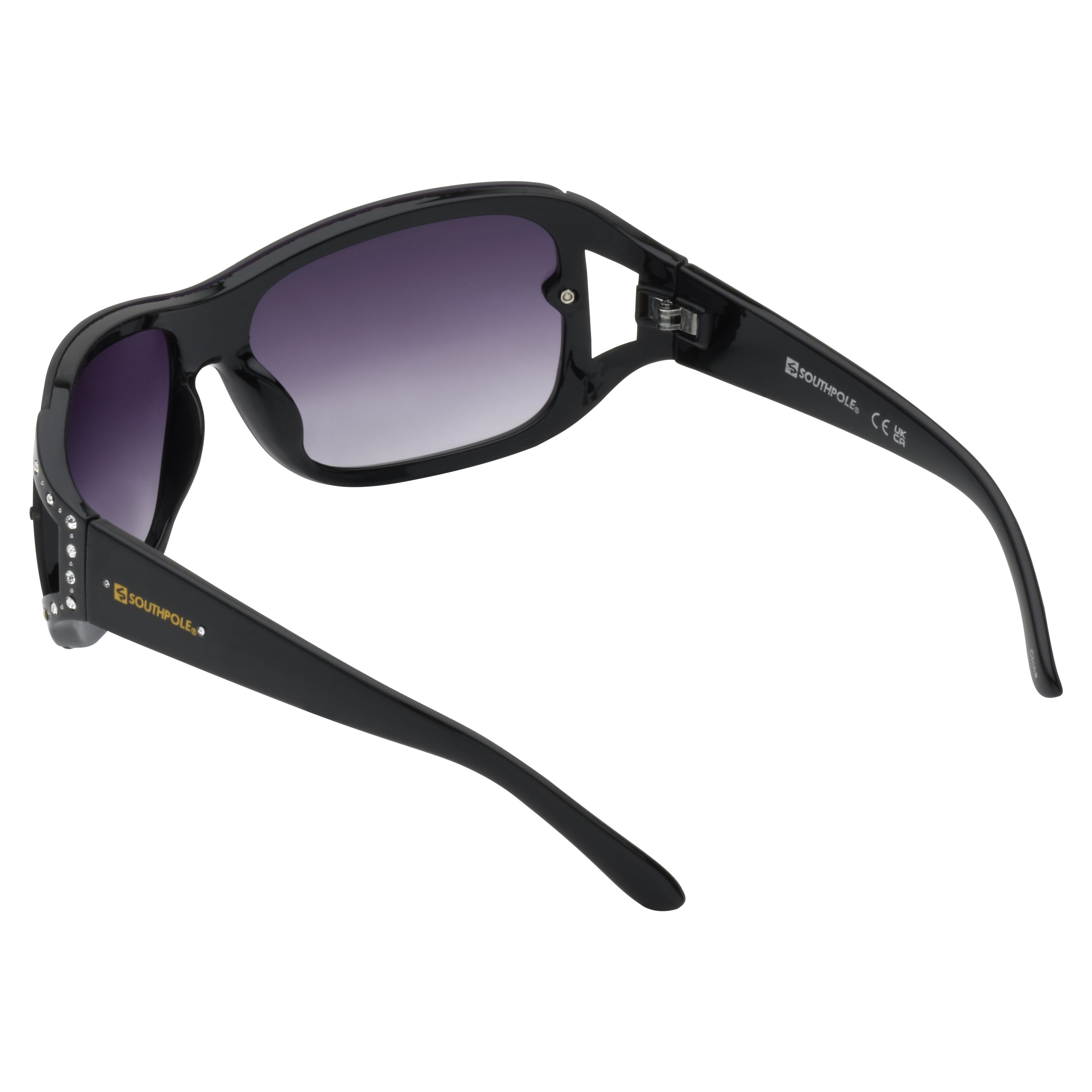 Southpole Women's 1098SP Embellished Wrap UV400 Protective Rectangular Fashion Sunglasses, 59mm