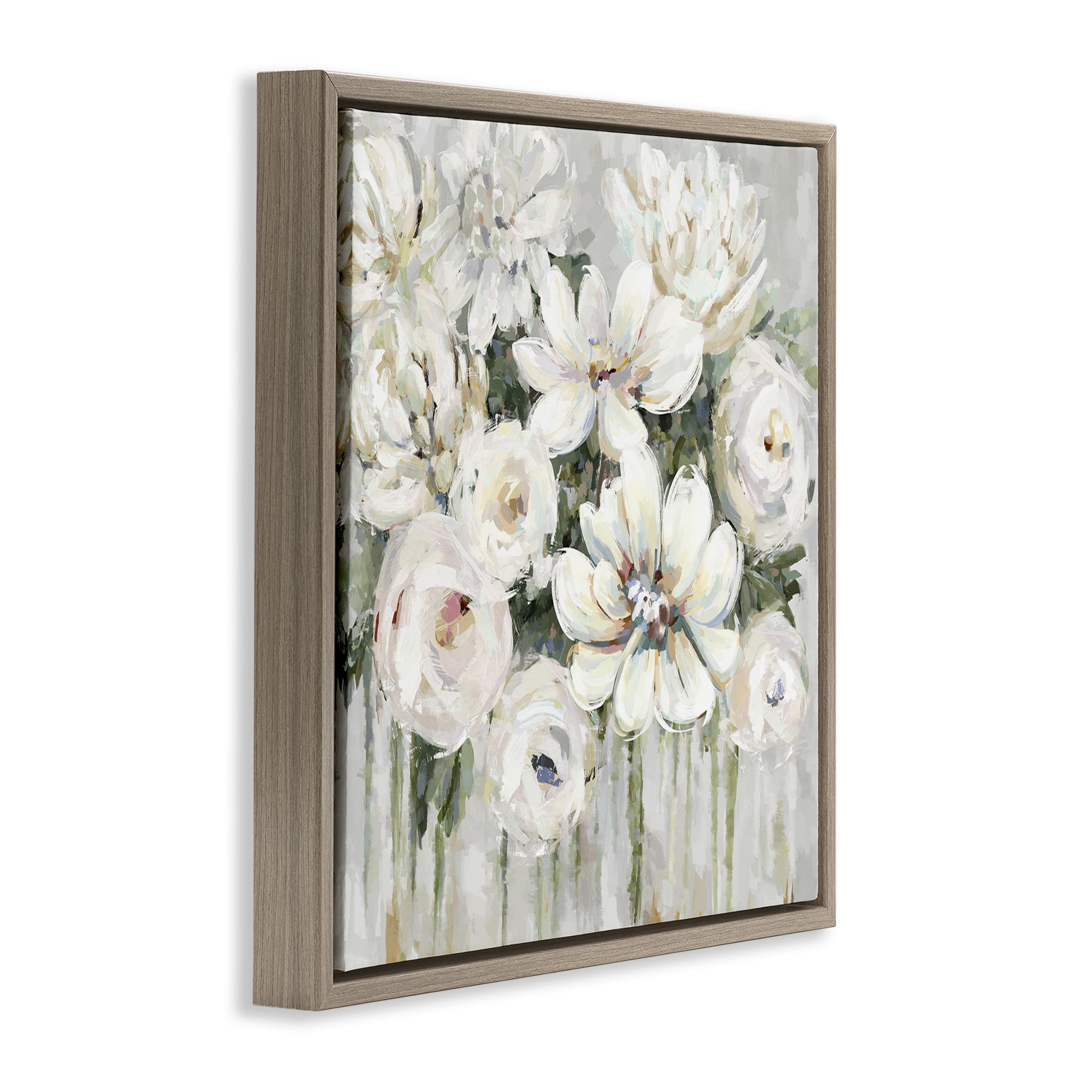 Stupell Industries Abstract Bouquet with Greenery Botanical & Floral Painting Brown Floater Framed Canvas Art Print Wall Art, 25 x 25