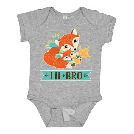 

Inktastic Little Brother Woodland Fox Lil Bro Gift Baby Boy Bodysuit