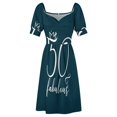 thumbnail image 4 of 50 cumpleaños 50 y camiseta fabulosa Vestido de manga corta Vestidos de novia Ropa de playa Vestidos de verano para mujer 2025, 4 of 6