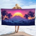 thumbnail image 2 of Sunset Palm Leaves Beach Towel Oversized Quick Dry Towels Pool Accessories Cruise Essentials Vacation Gifts Summer Must Have for Swimming Camping Travel, 2 of 3