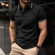 thumbnail image 2 of Camisas de Manga Corta de los Hombres de Color Sólido Turndown Collar Botón Blusa, Ligero Casual de Manga Corta Blusa, 2 of 4