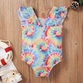 thumbnail image 4 of Traje de baño de una pieza con efecto tie-dye para niñas pequeñas, ropa de playa, 4 of 8