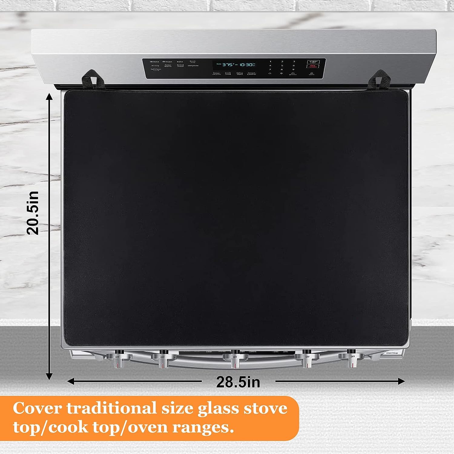 Stove Top Cover, 21" x 28.5" Electric Stove Cover Mat, Glass Stove Protector with 2 Pcs Stove Gap Guard, Washable Rubber Easy to Clean, Black