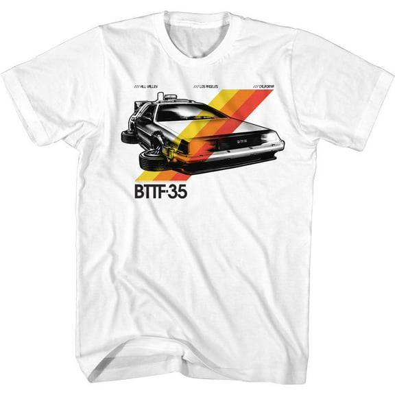 Back To The Future BTTF-35 STRIPES-Front Print-White Adult Short Sleeves T-Shirt