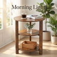 thumbnail image 2 of ZEXVIDA Round Side Table, 3-Tier Small Round End Table WithOpen Storage Shelves, Nightstand for Small Spaces, Living Room,Rustic Brown, 2 of 8