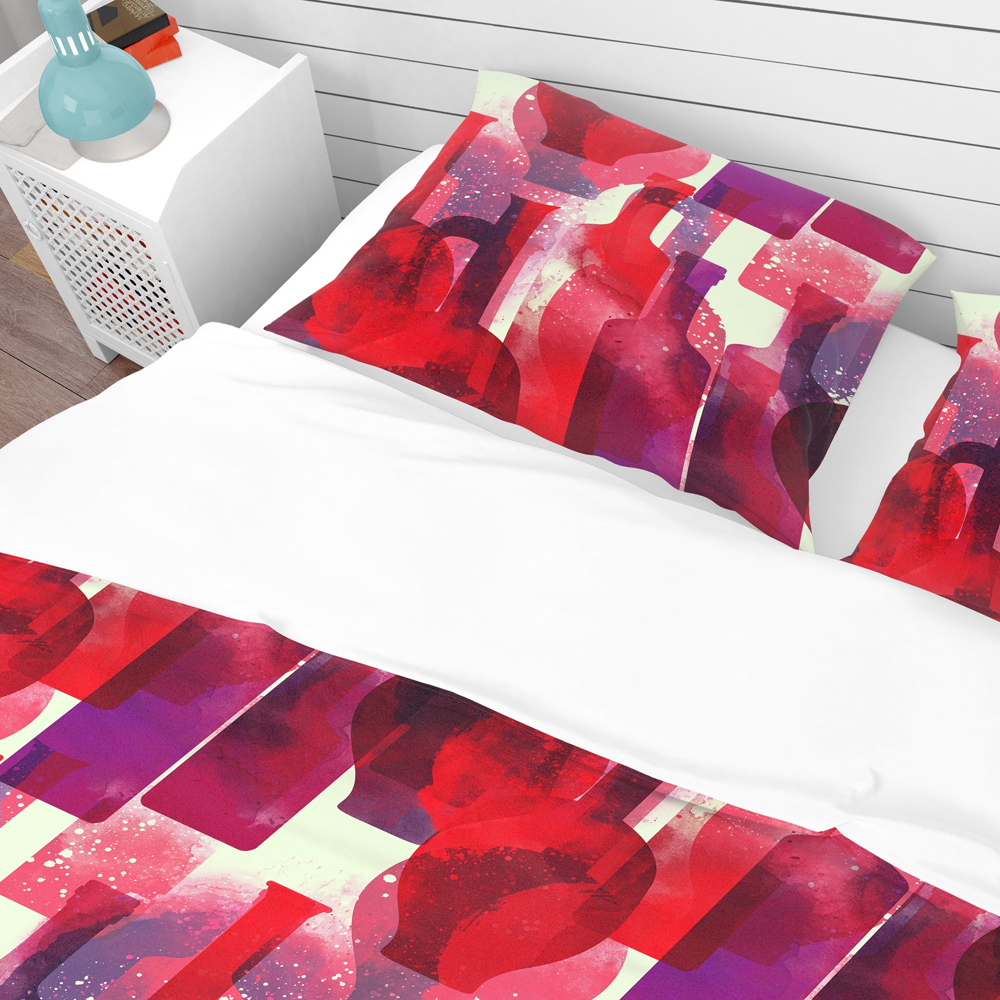Designart 'Imprints of Wine Bottles' Bohemian & Eclectic Duvet Cover Set