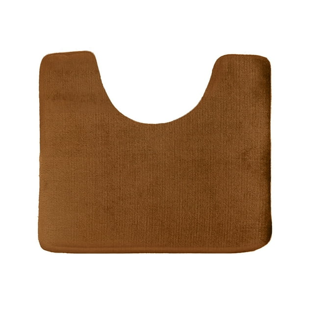 Clara Clark Bath Mat Bathroom Rug - Absorbent Memory Foam Bath Rugs - Non-Slip, Thick, Cozy Velvet Feel Microfiber Bathrug, Plush Shower, Toilet- Floor Bathmats Carpet - Brown - Contour Size 24"x20"