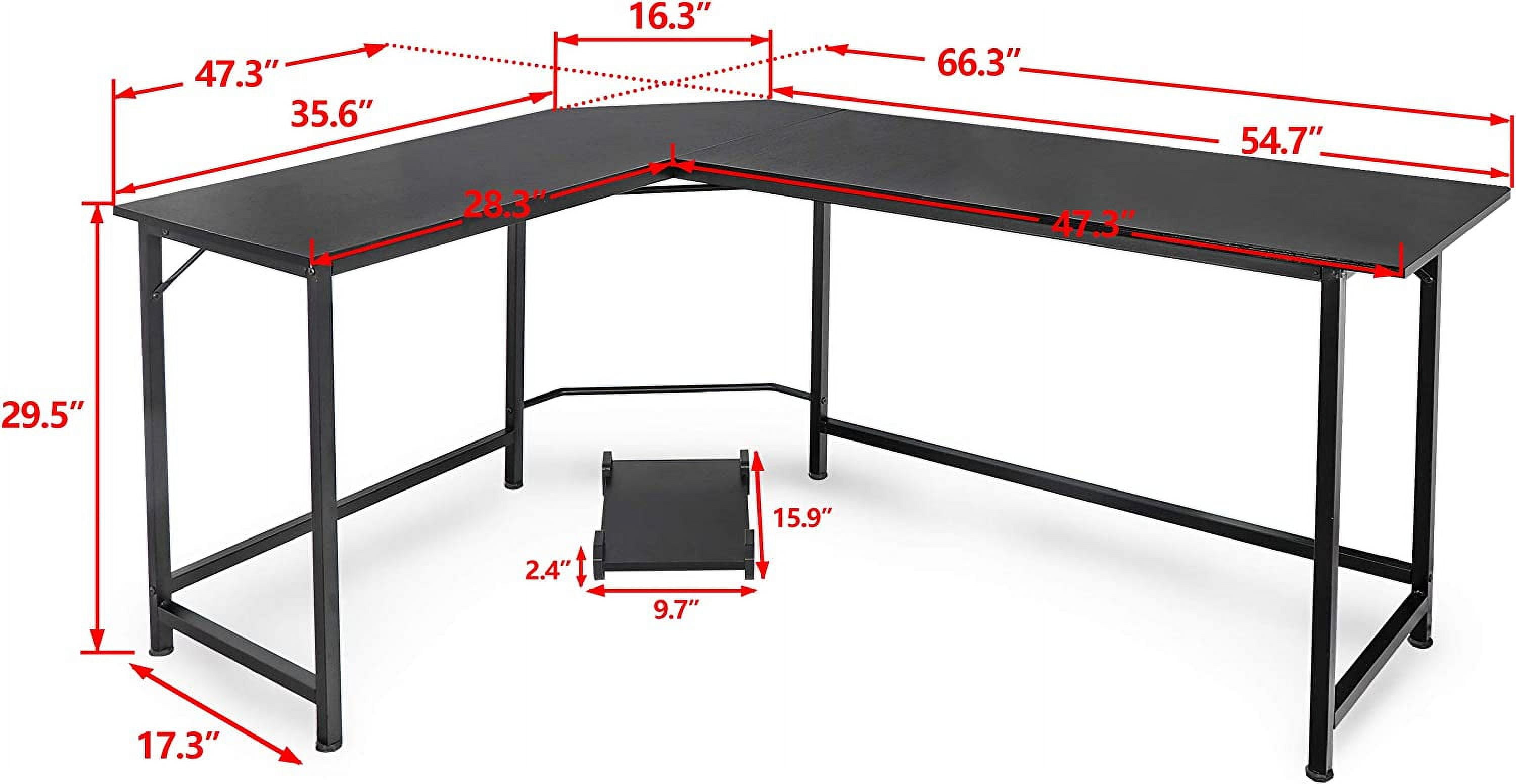 Springg 66" L Shaped Gaming Corner Computer Desk with CPU Stand and Foot Rest Bar, PC Laptop Study Table Workstation Gaming Desk for Home Office, Black