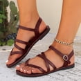thumbnail image 4 of Rokment Womens Fisherman Flat Flip Flops Sandals Stylish Casual Leather Ankle Strap Strappy Low Heel Walking Dress Sandals Beach Summer Footwear Wine Size 8, 4 of 8