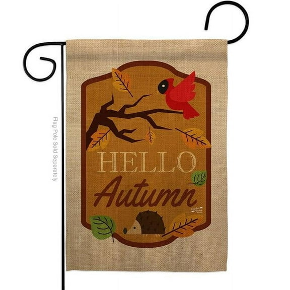 Angeleno Heritage G135091-BO 13 x 18.5 in. Hello Autumn Garden Flag with Fall Harvest & Double-Sided Decorative Vertical Flags House Decoration Banner Yard Gift