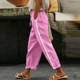 thumbnail image 2 of Hurxie Women Side Stripe Pants Y2k Elastic Waist Wide Leg Baggy Track Pant Lace Trim Parachute Pants with Pockets Pink,2XL, 2 of 7