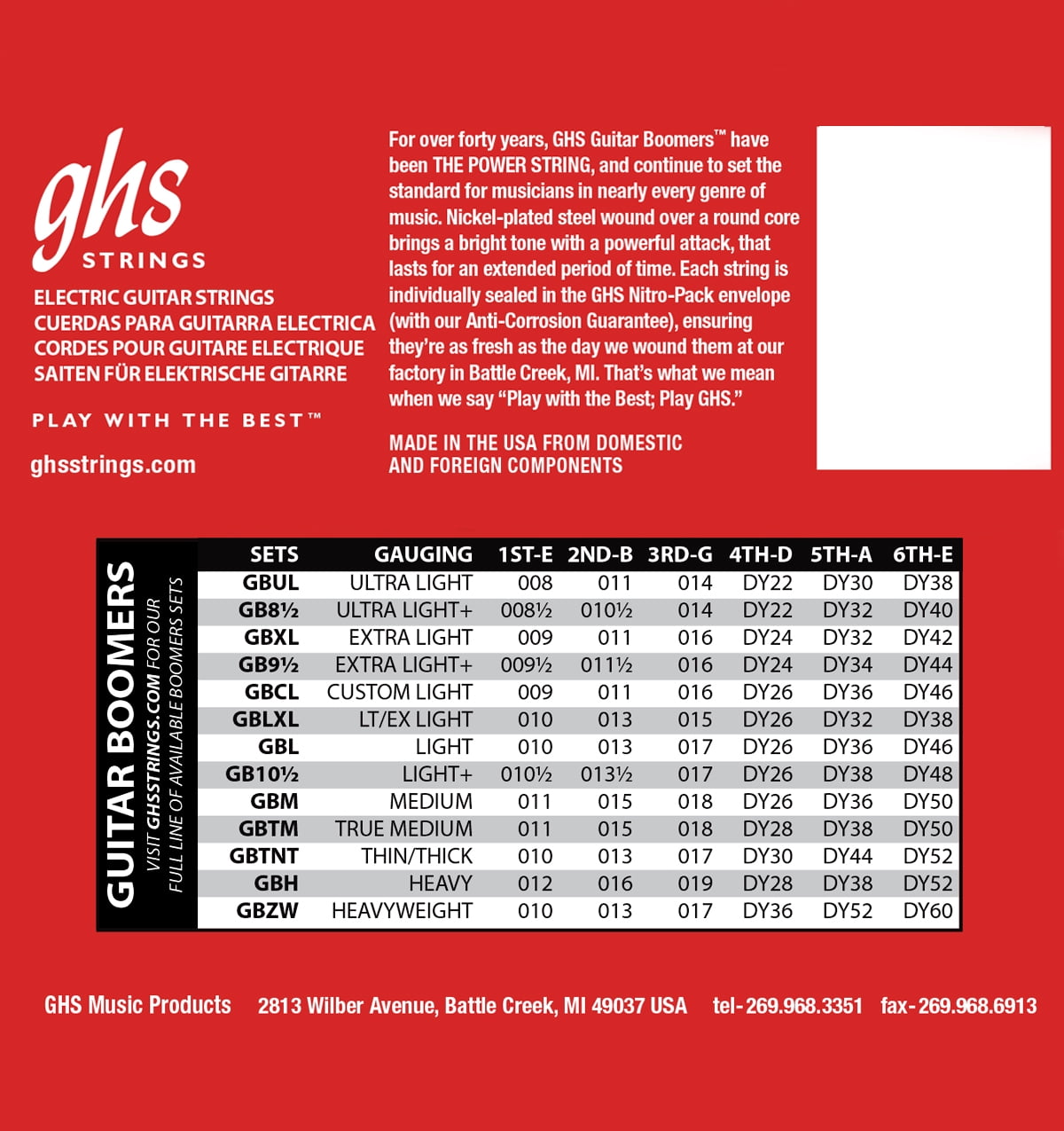 GHS Strings GBM 10 pack Nickel Plated Electric Guitar String, Medium