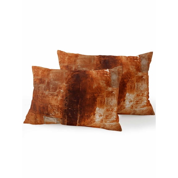 Waterproof Outdoor Throw Pillows with Inserts 12"x20" Set of 2,Burnt Orange Decorative Pillowcases for Bedroom,Retro Oil Painting Modern Abstract Art Aesthetics Pillow Covers for Sofa Living Room