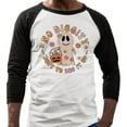thumbnail image 2 of Bag it up Halloween Three-Quarter Raglan Sleeve Baseball Shirt Unisex Small White/Black, 2 of 5