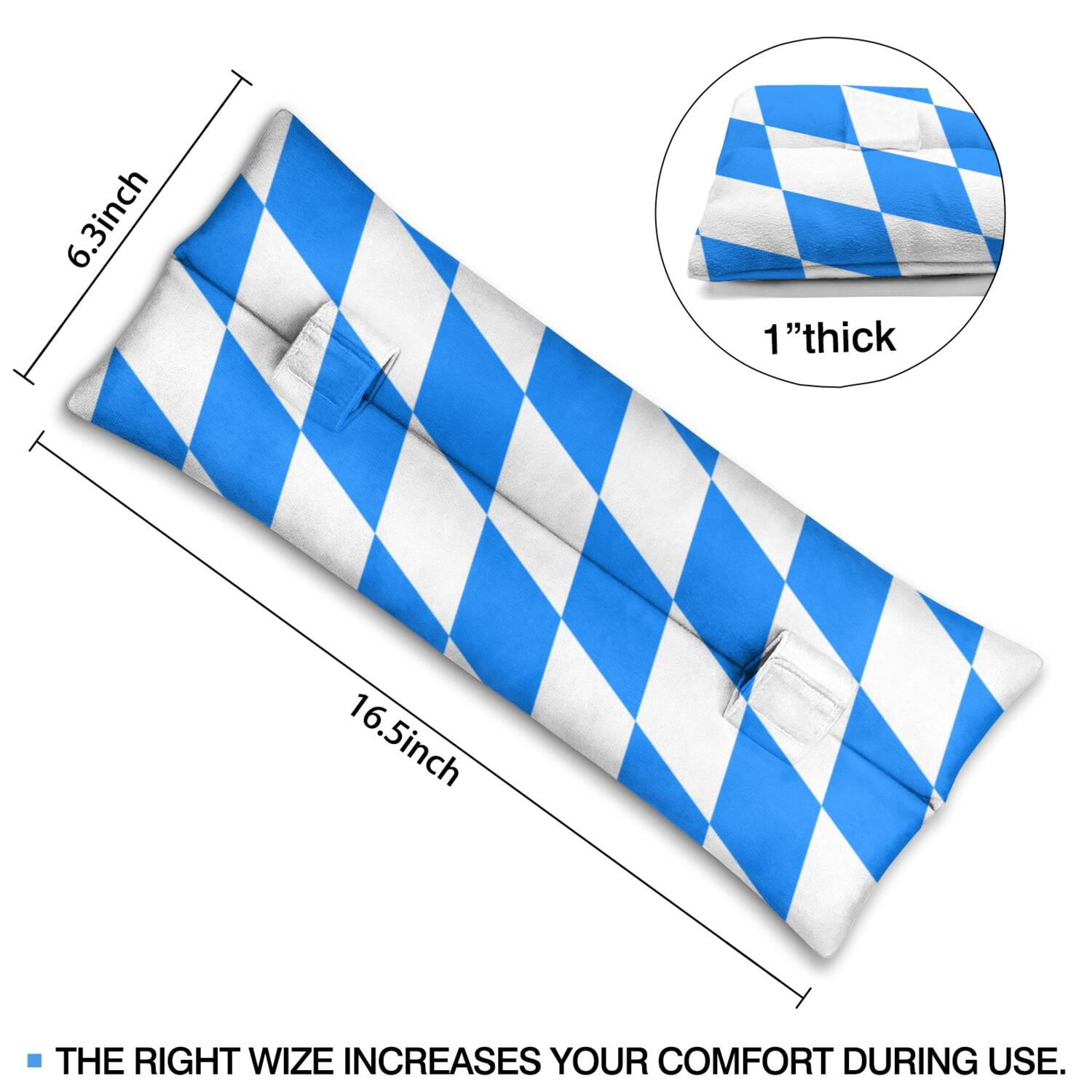 Abstract Plaid Post-Surgery Seatbelt Pillow - Mastectomy Comfort Cushion - Secure Straps for Firm Placement