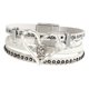 thumbnail image 2 of Pulsera de cuentas con cierre, brazalete multicapa, brazalete de aleación, brazalete de cuero sintético. Blanco, 2 of 9