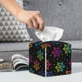 thumbnail image 6 of Lsque Rainbow Snowflake Printed Tissue Box Cover Holder, Facial Paper Organizer Dispenser,Square with Bottom Belt, PVC Leather Decorative Organizer, 6 of 8