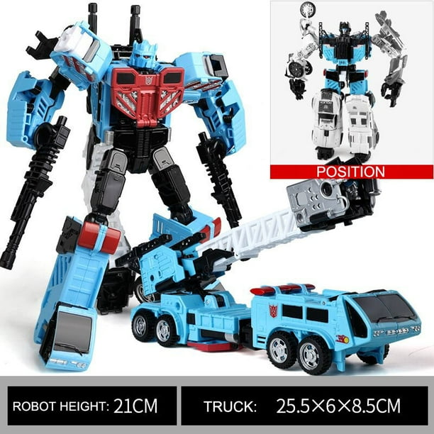HZX 5 in 1 Motorcycle Defensor Helicopter Transformation Robot Car Action Figures Plane Truck Aircraft Model Kids Boy Toy Fivean unisex