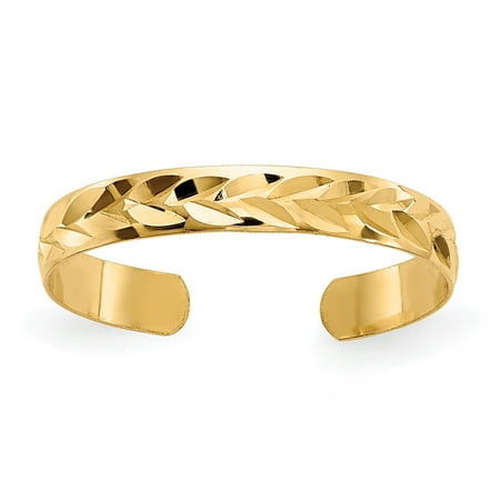 Real 14kt Yellow Gold Diamond-Cut Toe Ring; for Adults and Teens; for Women and Men