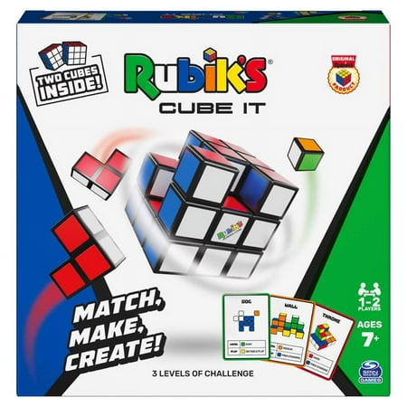 Rubik's Cube, Cube It, 2-Player 3D Puzzle Sequence Board Game Stress Relief Fidget Toy Activity Cube Travel Teen Gift Idea, for Adults & Kids Ages 7+