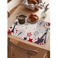 thumbnail image 3 of Cotton Linen Red White and Blue Stars Placemat 4th of July Placemats Set of 6, Red Blue Stars Firework Non-Slip Table Mats for Dining Table,12x18 Inch Heat Insulation Patriotic Place Mats, 3 of 6